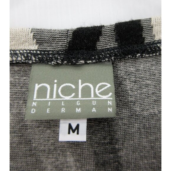Niche Nilgun Derman Sweater Medium Gray Chevron Tunic Pullover Knit - Picture 8 of 10